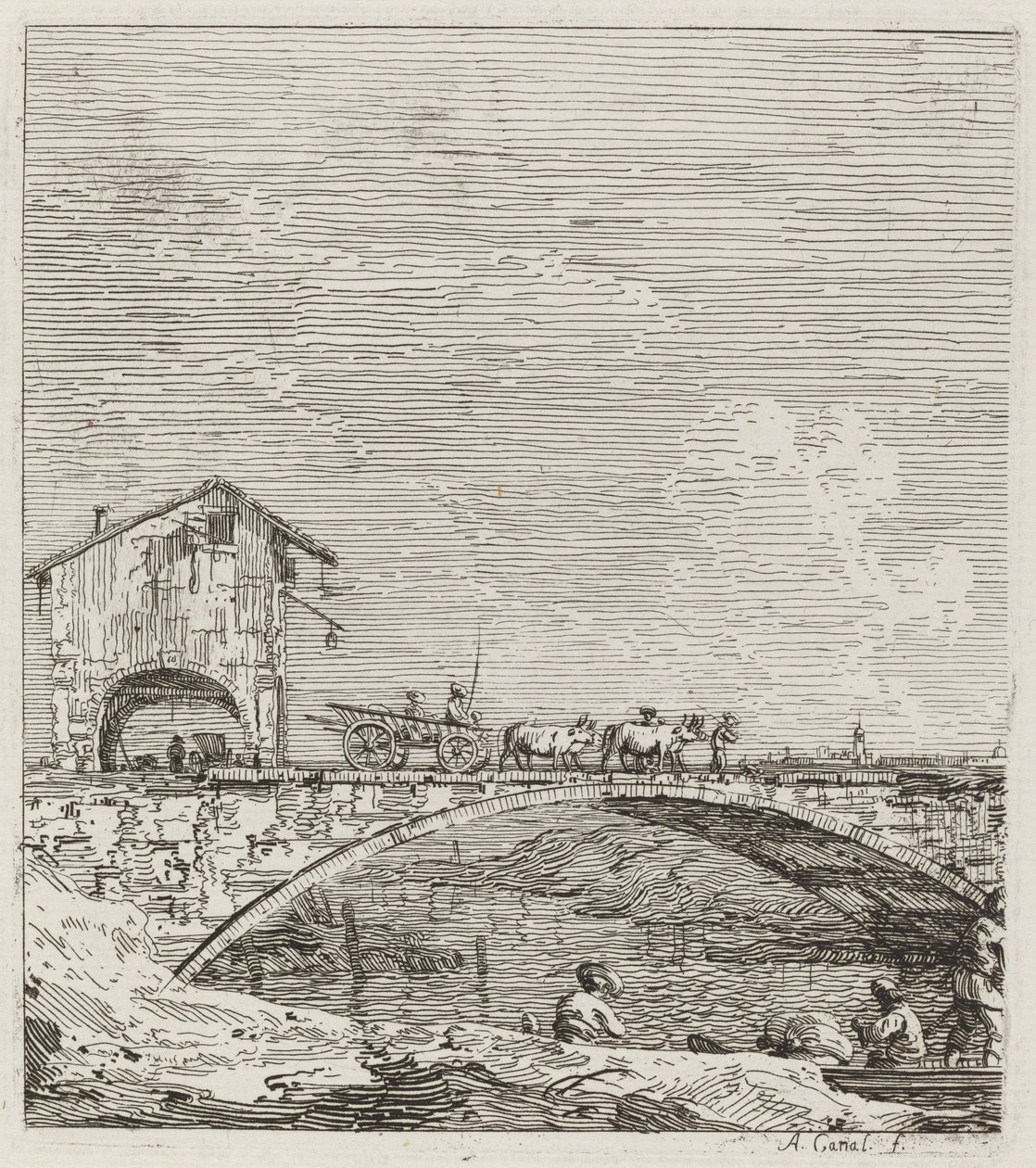 Köprüden Geçen Vagon, c. 17351746. by Canaletto