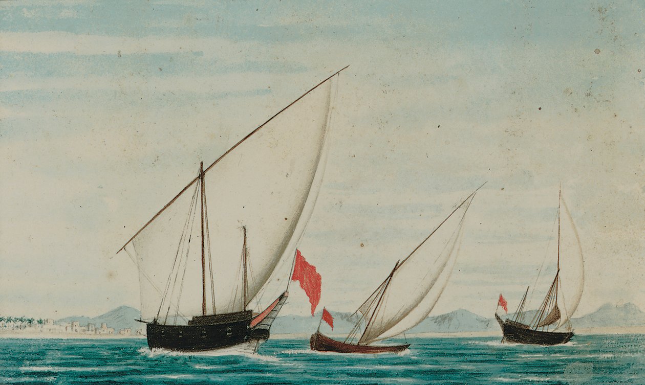Ajman kapalı Dhows görünümü by Captain William Igglesden