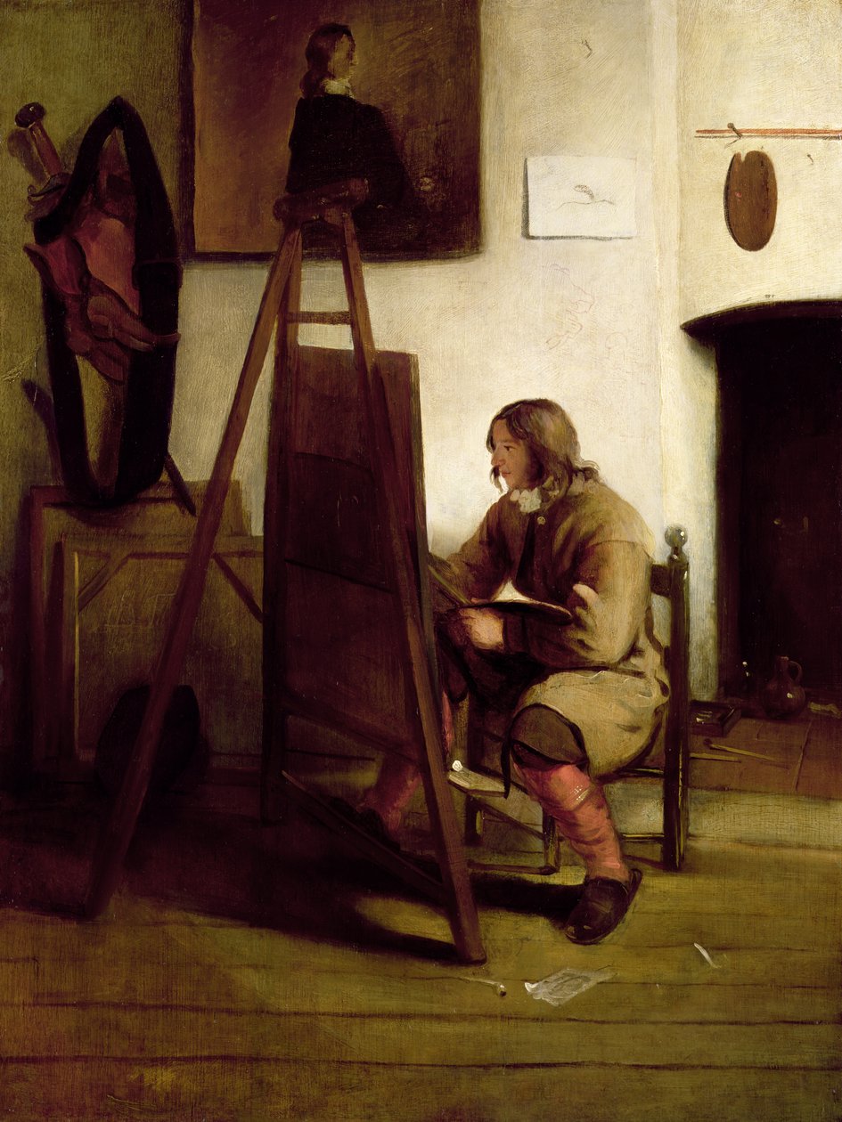 Stüdyosunda bir sanatçı by Carel Fabritius