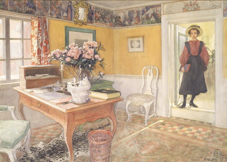 Liseli Kız Bir İç Mekanda by Carl Larsson