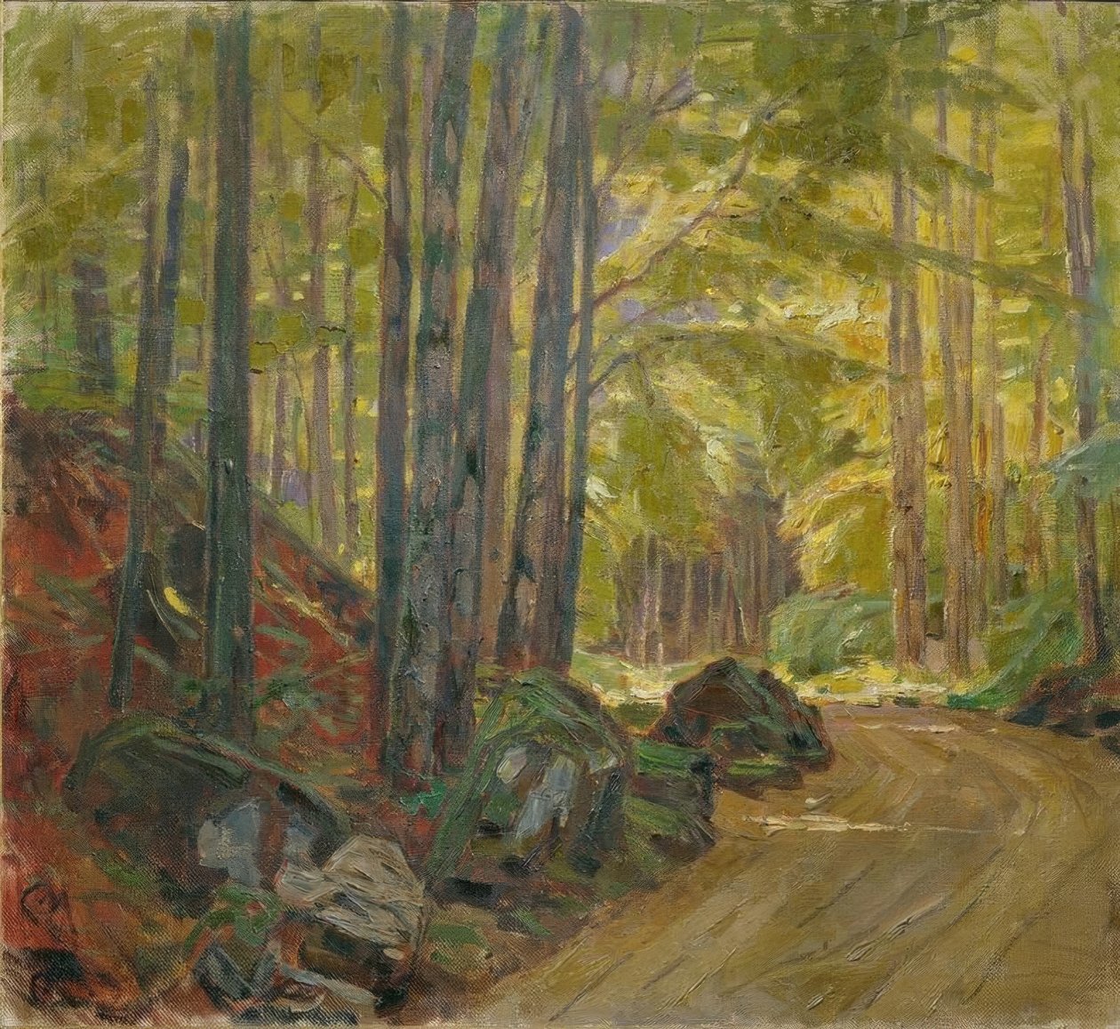 Schärfling yakınlarındaki orman yolu by Carl Moll