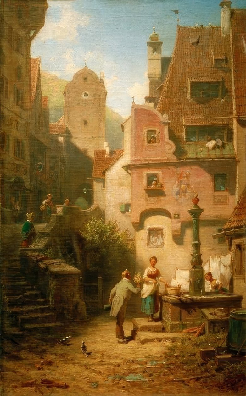 İyi dilekler bir buket çiçek verir (Ebedi Düğün) by Carl Spitzweg