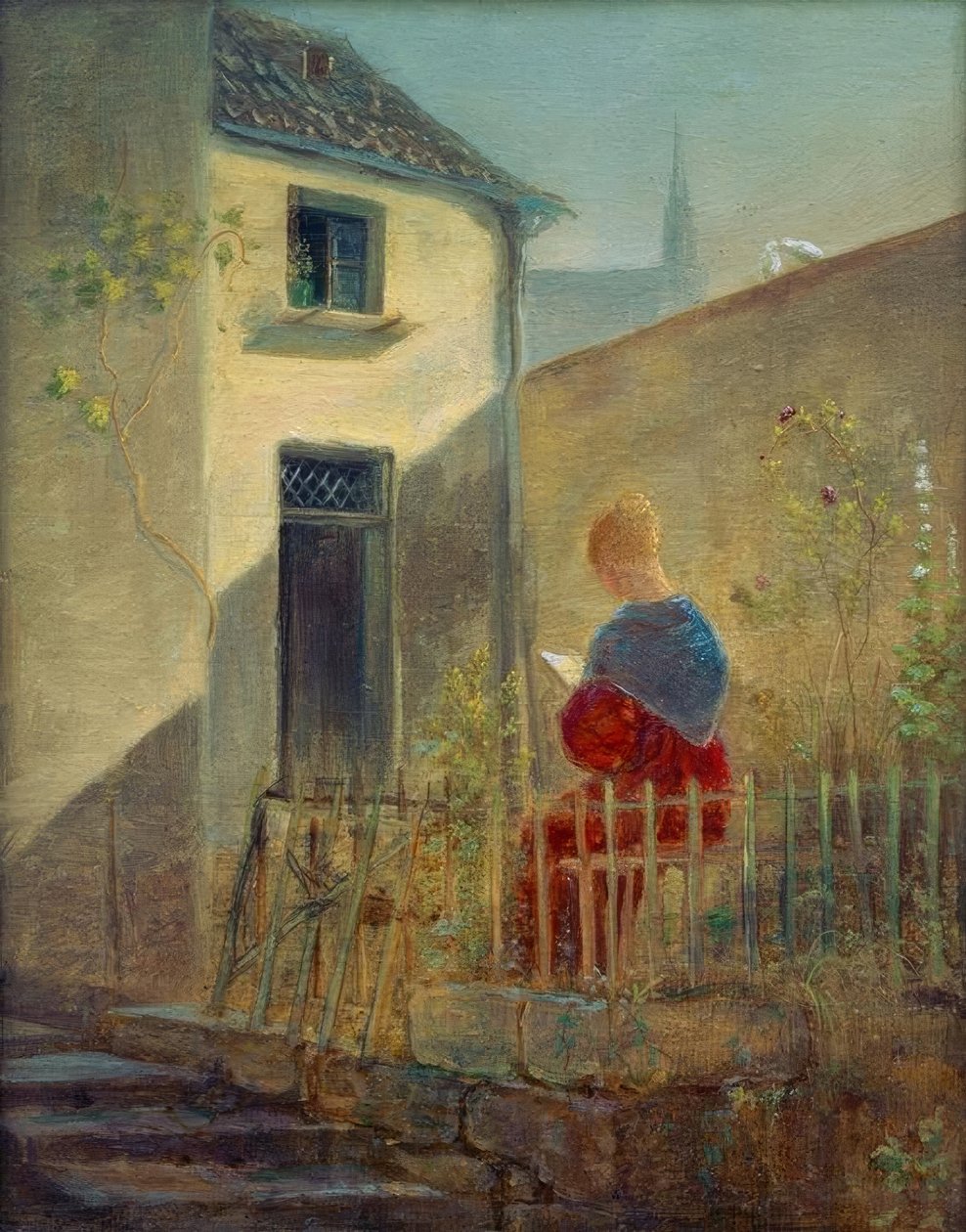 ev bahçesinde by Carl Spitzweg