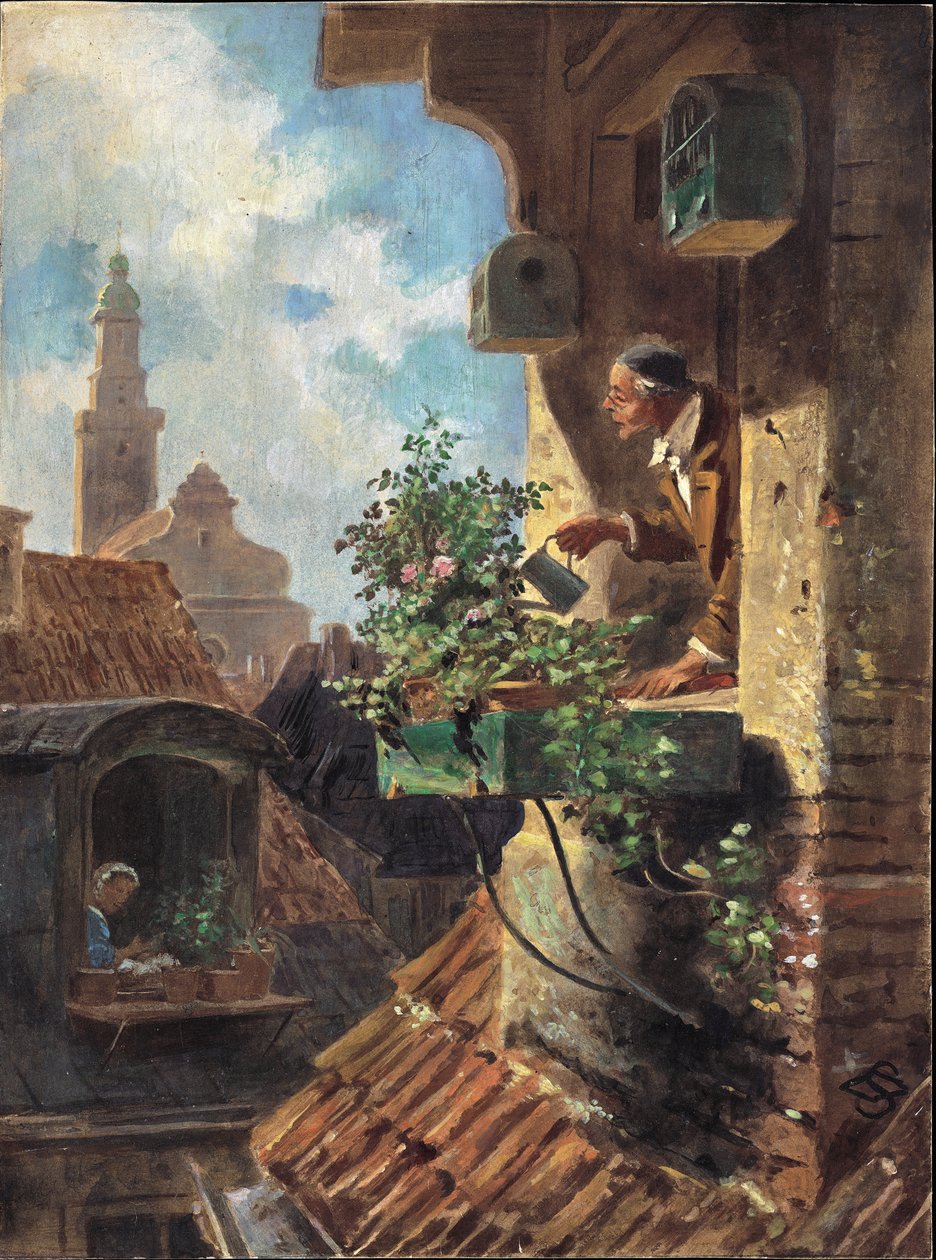 Attic Room, 1862 (kart üzerinde yağlı boya) by Carl Spitzweg