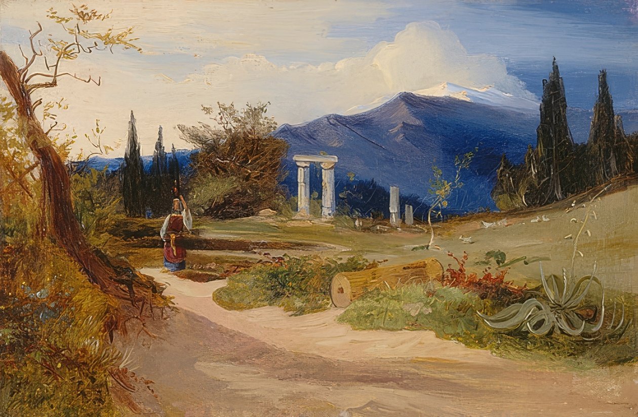 Akşam havasında Sicilya manzarası by Carl Blechen