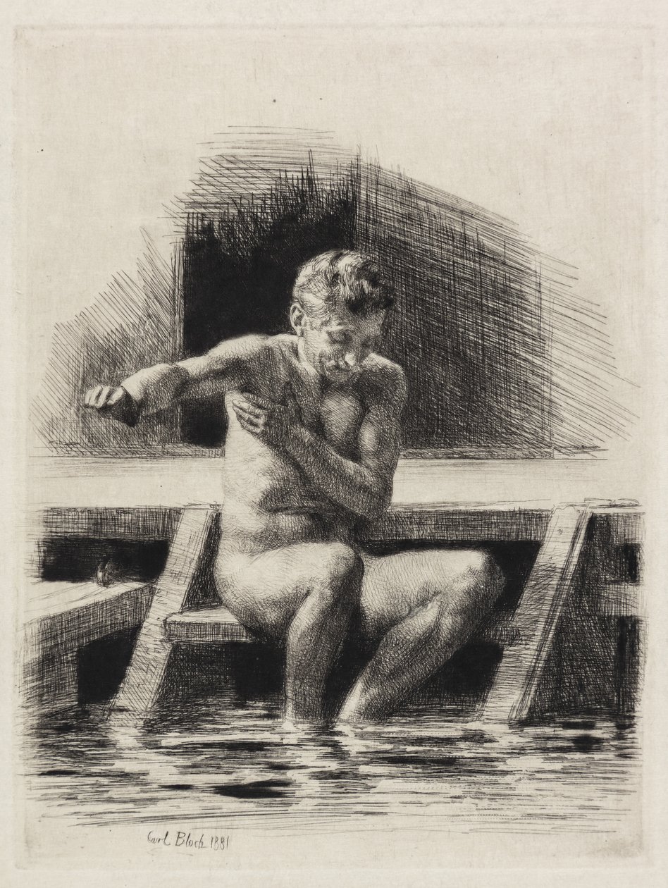 banyo yapan adam by Carl Bloch