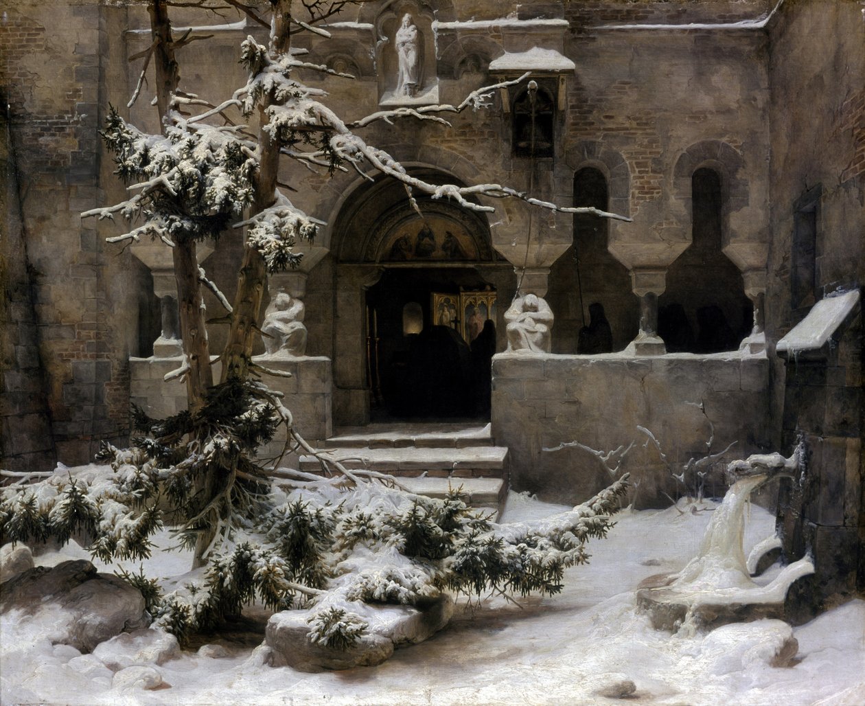 Karda Manastır Bahçesi by Carl Friedrich Lessing