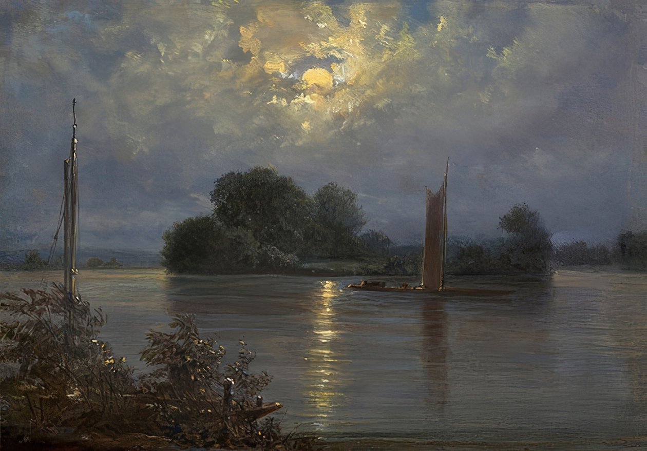 Pillnitz yakınlarındaki dolunay by Carl Gustav Carus