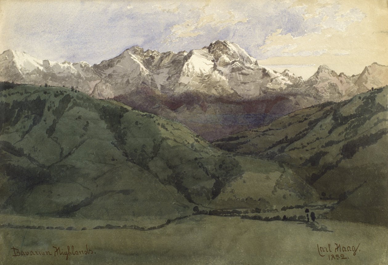 Bavyera Highlands, 1852 (kağıt üzerinde wc) by Carl Haag