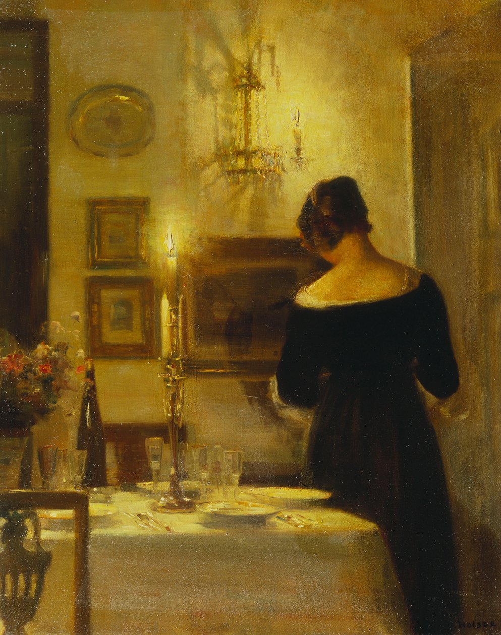 Yemek Odasında (tuval üzerine yağlı boya) by Carl Holsoe