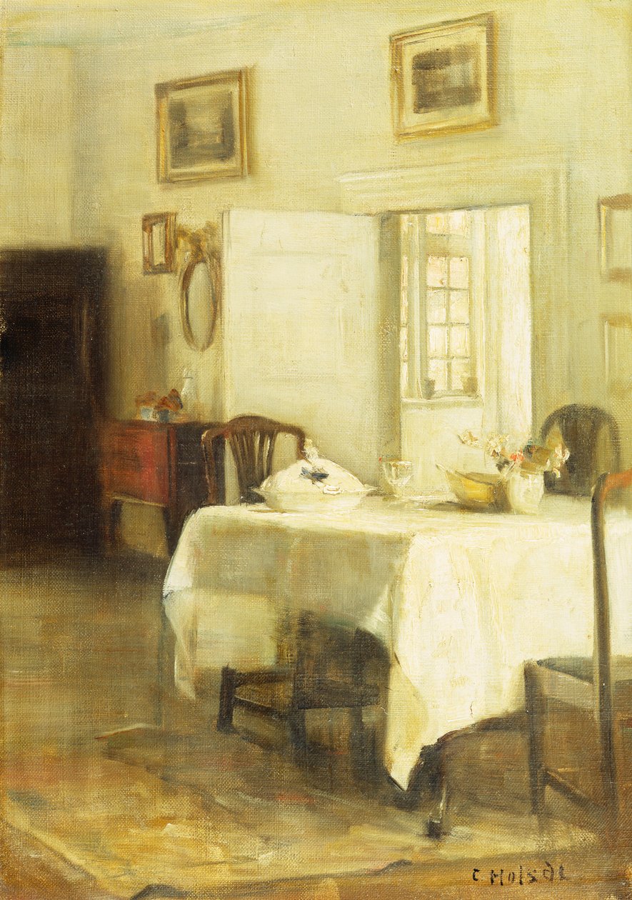 Yemek Odası (tuval üzerine yağlı boya) by Carl Holsoe