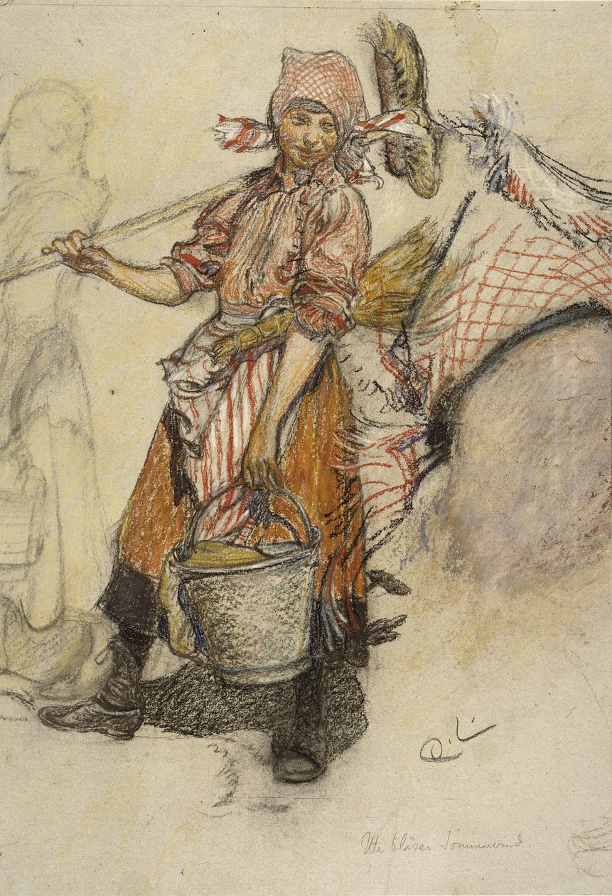 Çamaşırcı (kağıt üzerinde pastel) by Carl Larsson