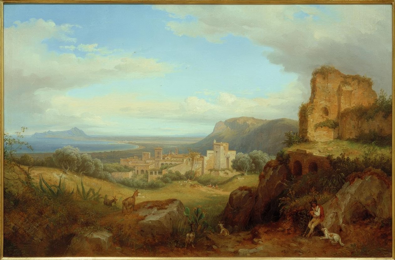 C. Sabah yıldızı, Terracina manzarası by Carl Morgenstern