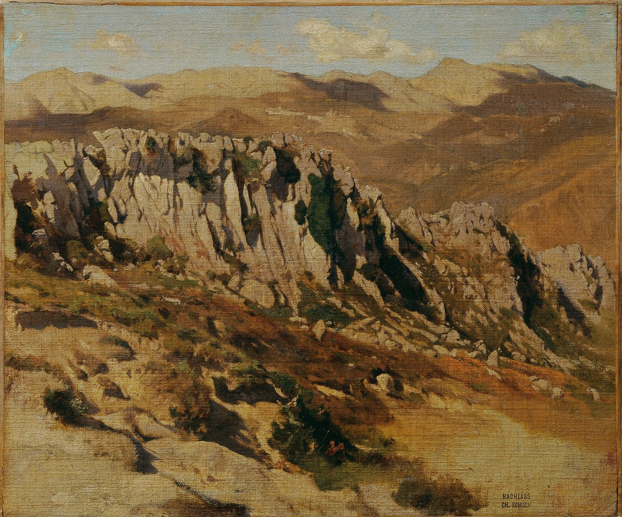 Olevano yakınlarındaki kayalık manzara by Carl Schuch