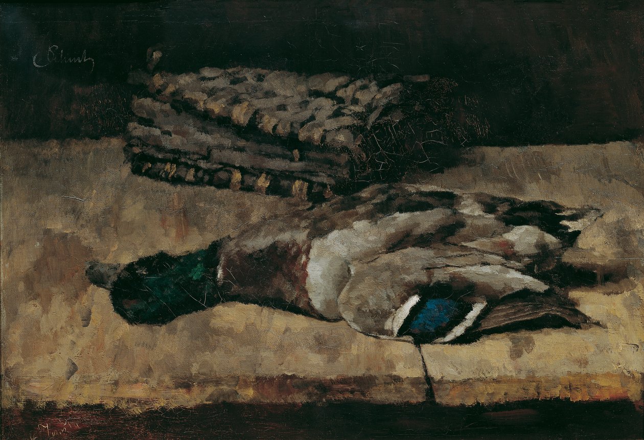Yaban ördeği ve av çantası ile natürmort ben by Carl Schuch