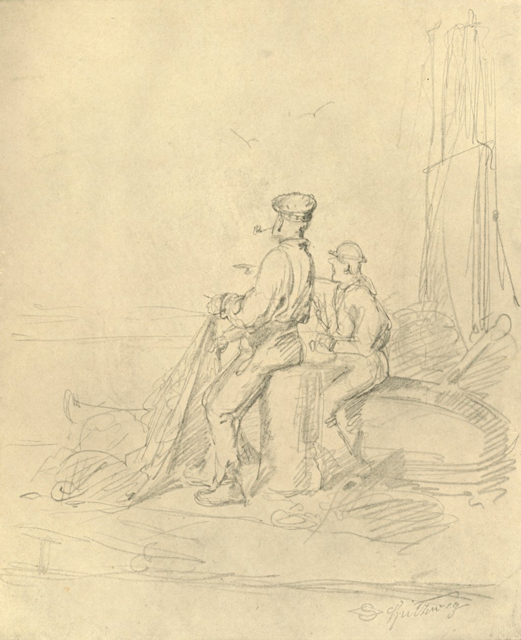 Am Strande, 19. yüzyılın ortaları, c1924. by Carl Spitzweg