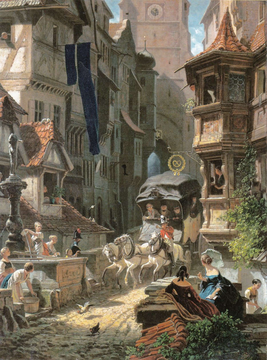 Posta arabasının gelişi by Carl Spitzweg