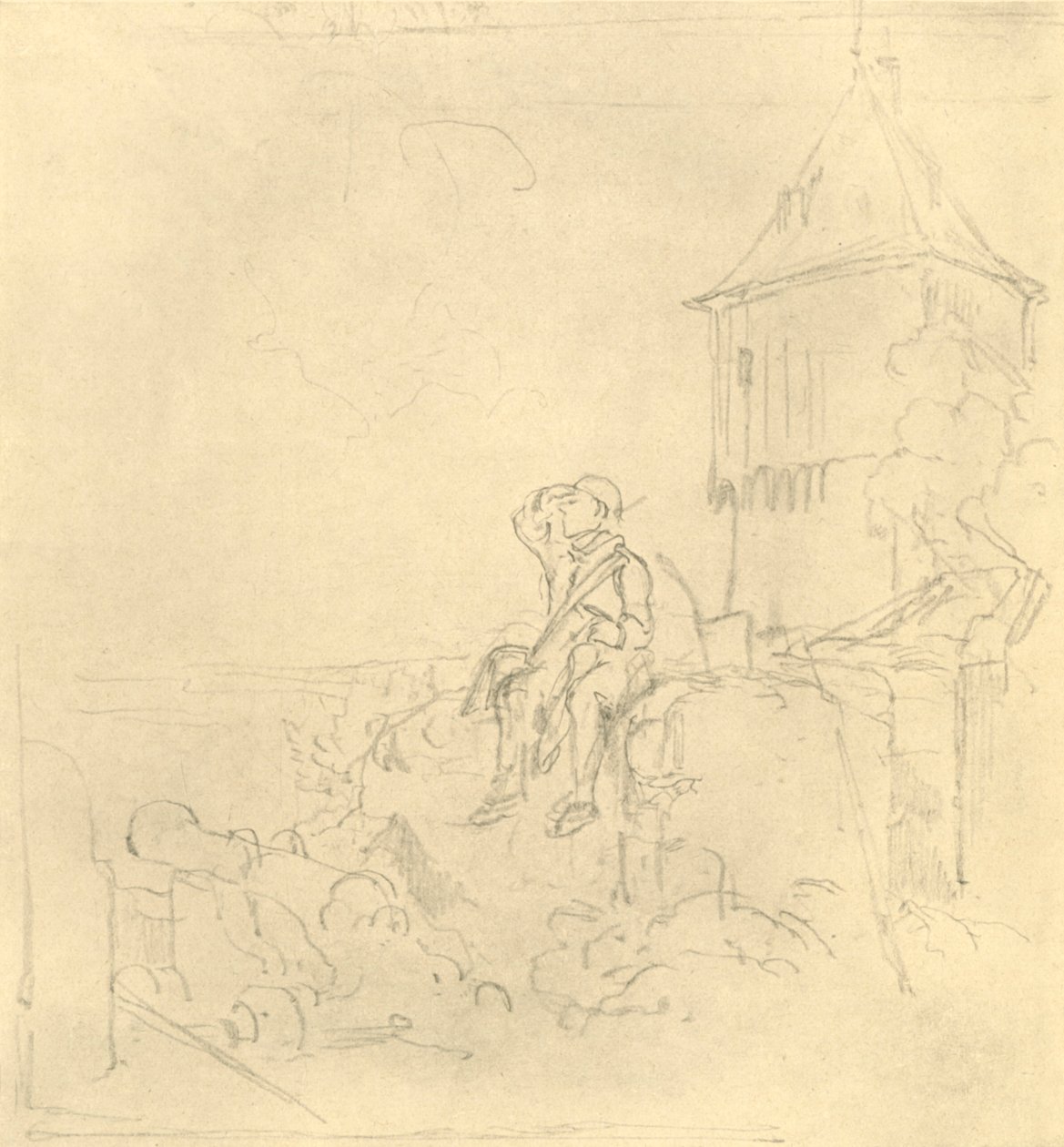 Berdächtiger Rauch, 19. yüzyılın ortaları, c1924. by Carl Spitzweg