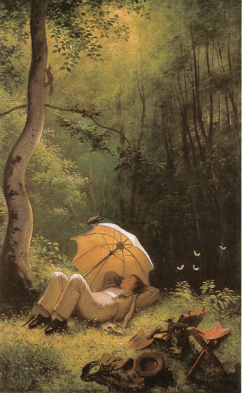 Bir orman temizliğinde ressam by Carl Spitzweg
