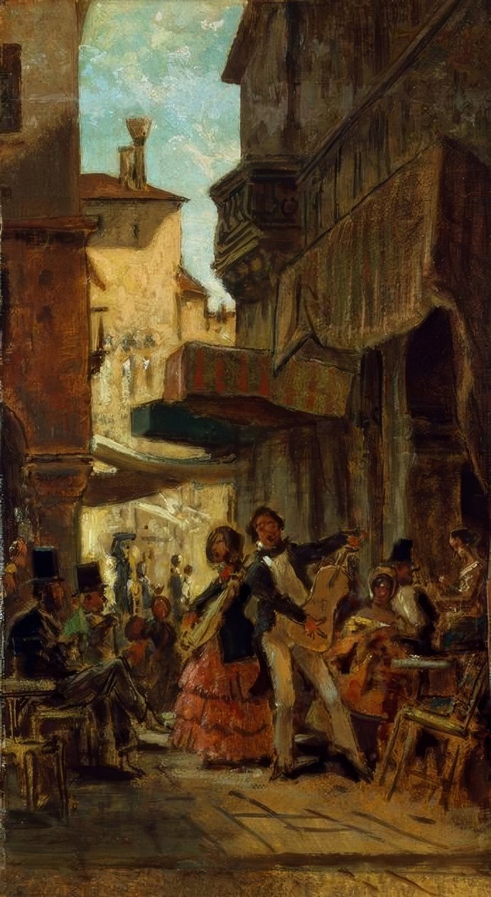 İtalyan sokak şarkıcıları by Carl Spitzweg