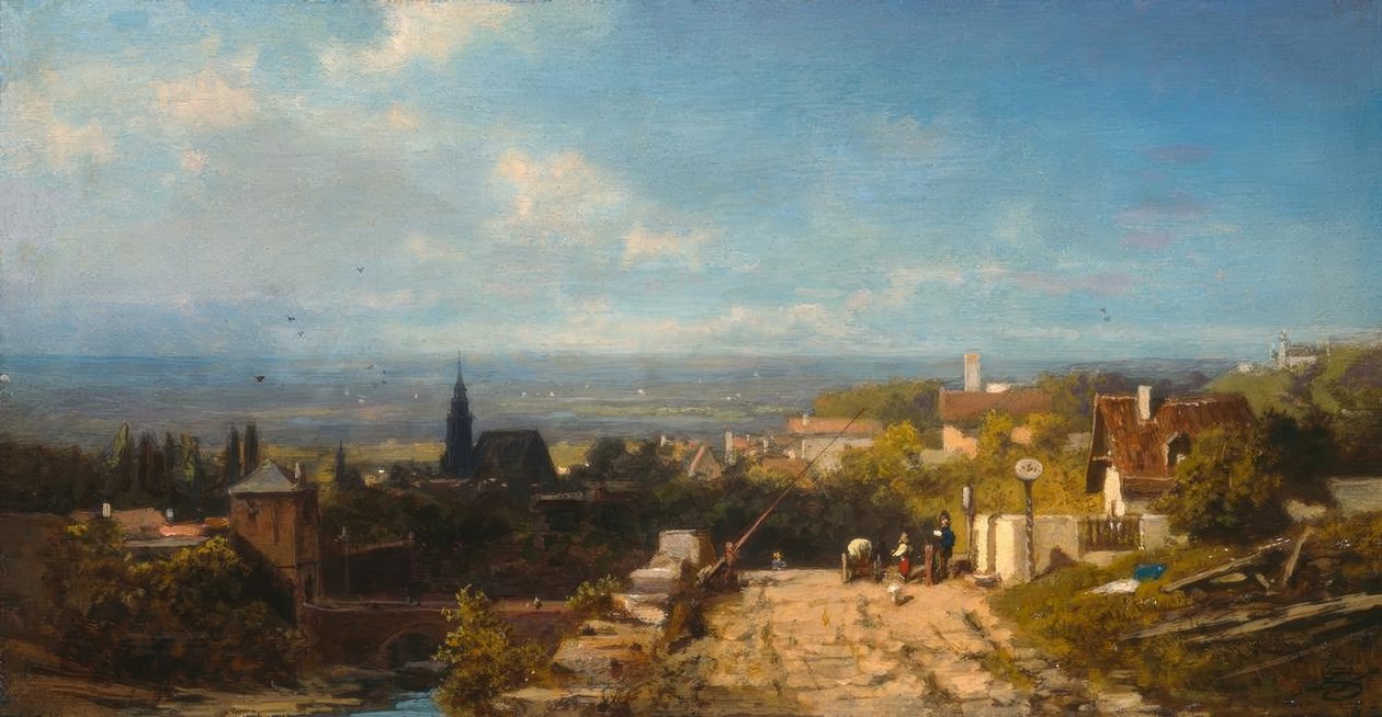şehrin önünde by Carl Spitzweg