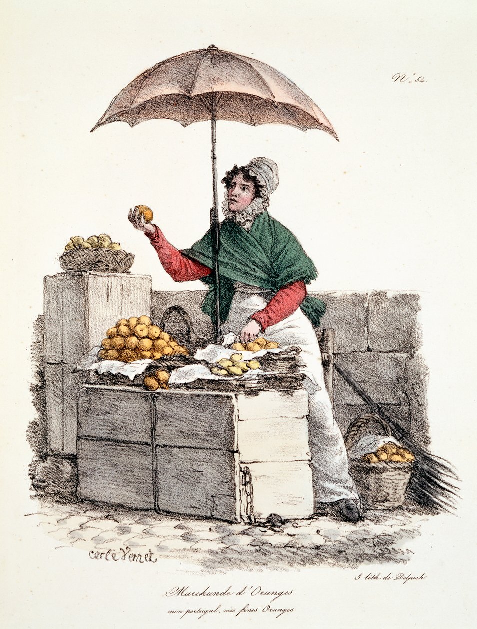 Turuncu Satıcı, Delpech tarafından yapılan baskı, 1808 by Carle Vernet