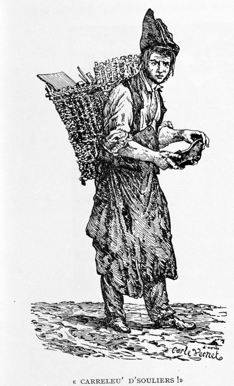 Bir kunduracı, Carle Vernet tarafından gravür. by Carle (after) Vernet