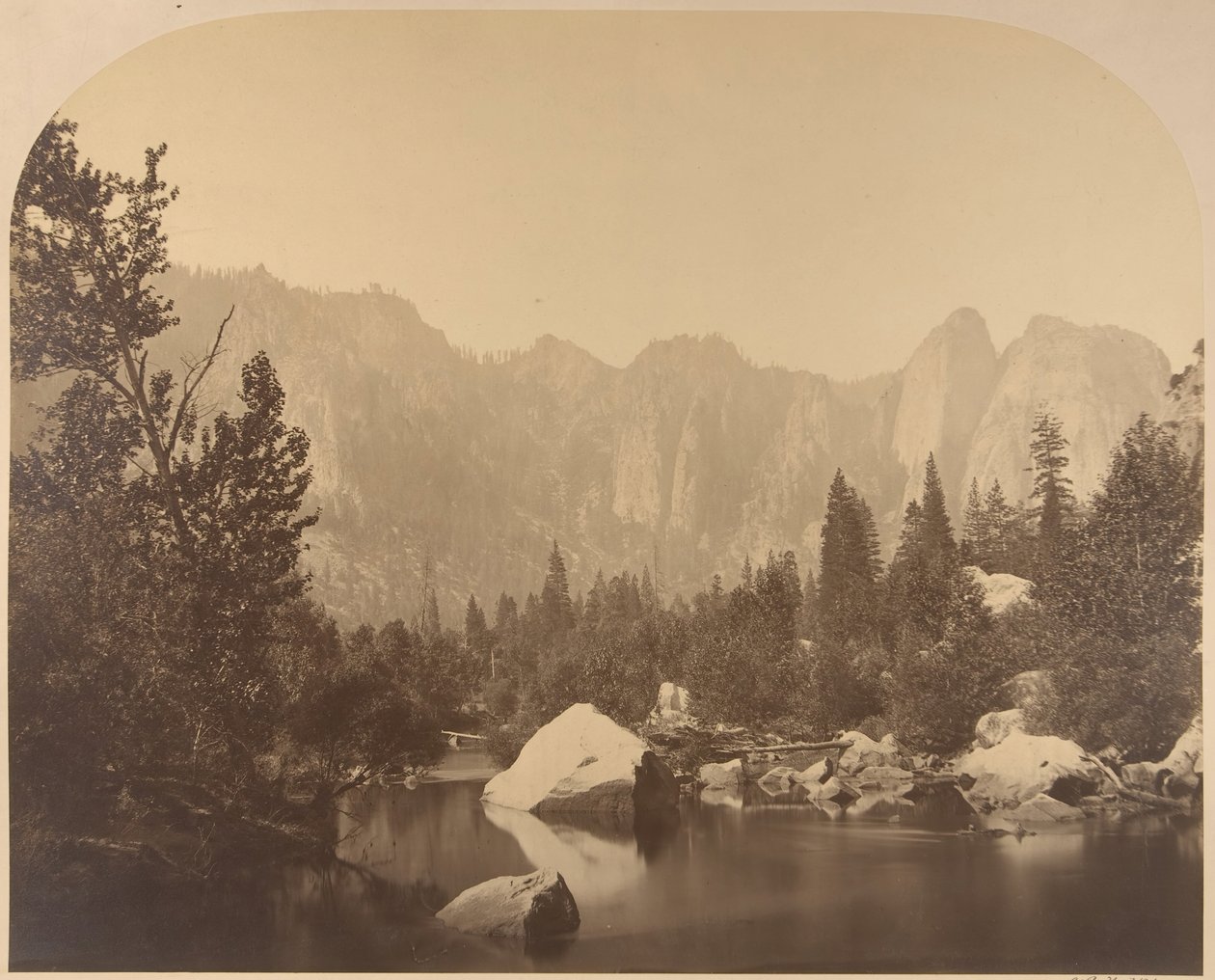 Katedral Kayası, Vadiden Aşağı, 1861. by Carleton Emmons Watkins