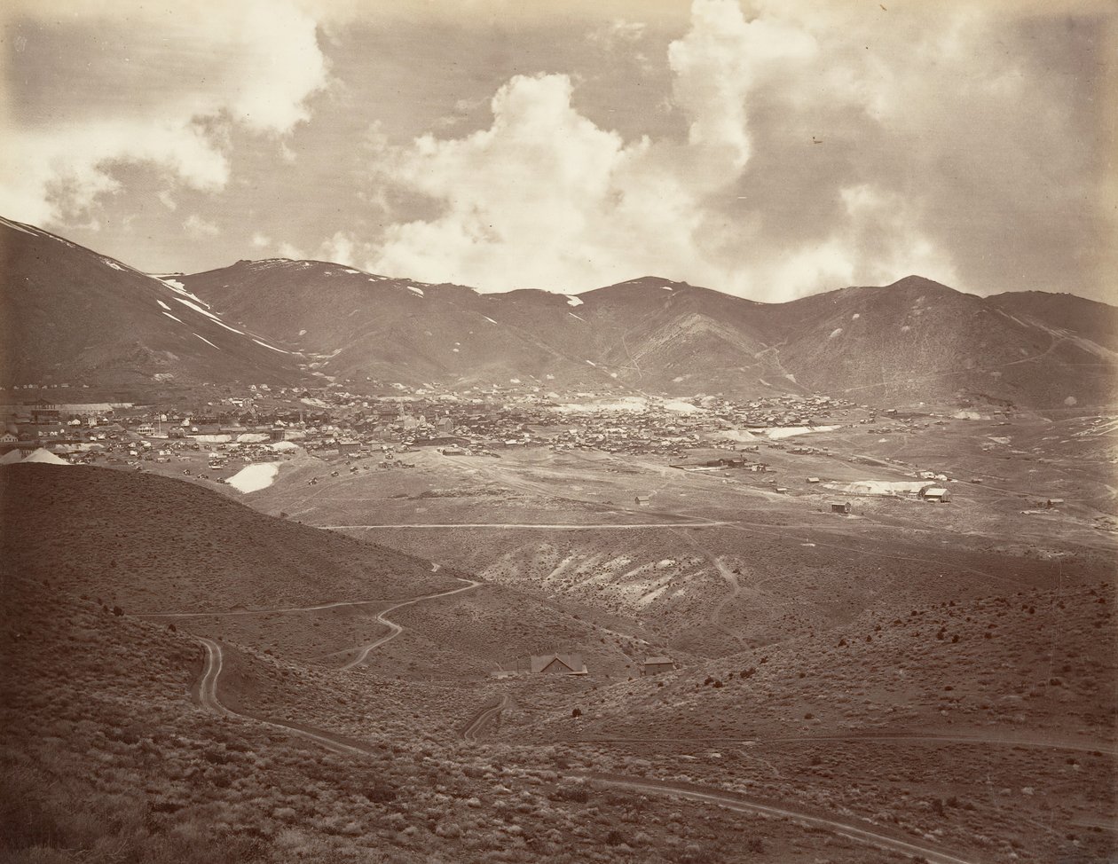 Virginia City, 1875, basılmış yakl. 1876. by Carleton Emmons Watkins