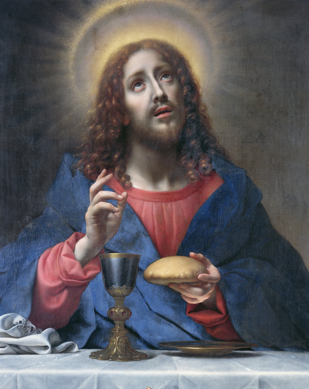 ಕ್ರೈಸ್ಟ್ ಬ್ಲೆಸಿಂಗ್ ಬ್ರೆಡ್ಟರ್ಕ್ by Carlo Dolci