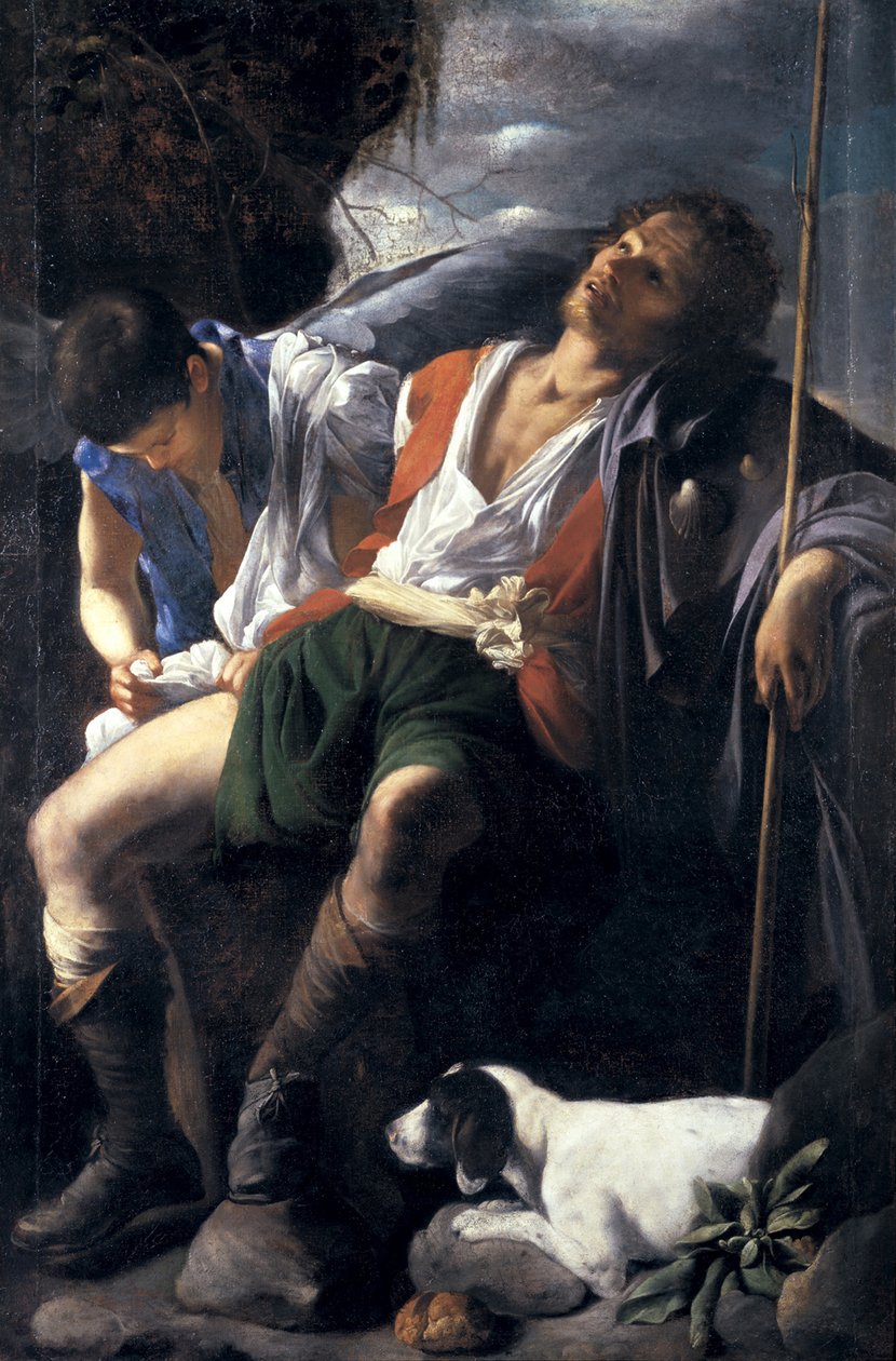 Bir Melek Tarafından Rahatlatılan Aziz Roch by Carlo Saraceni