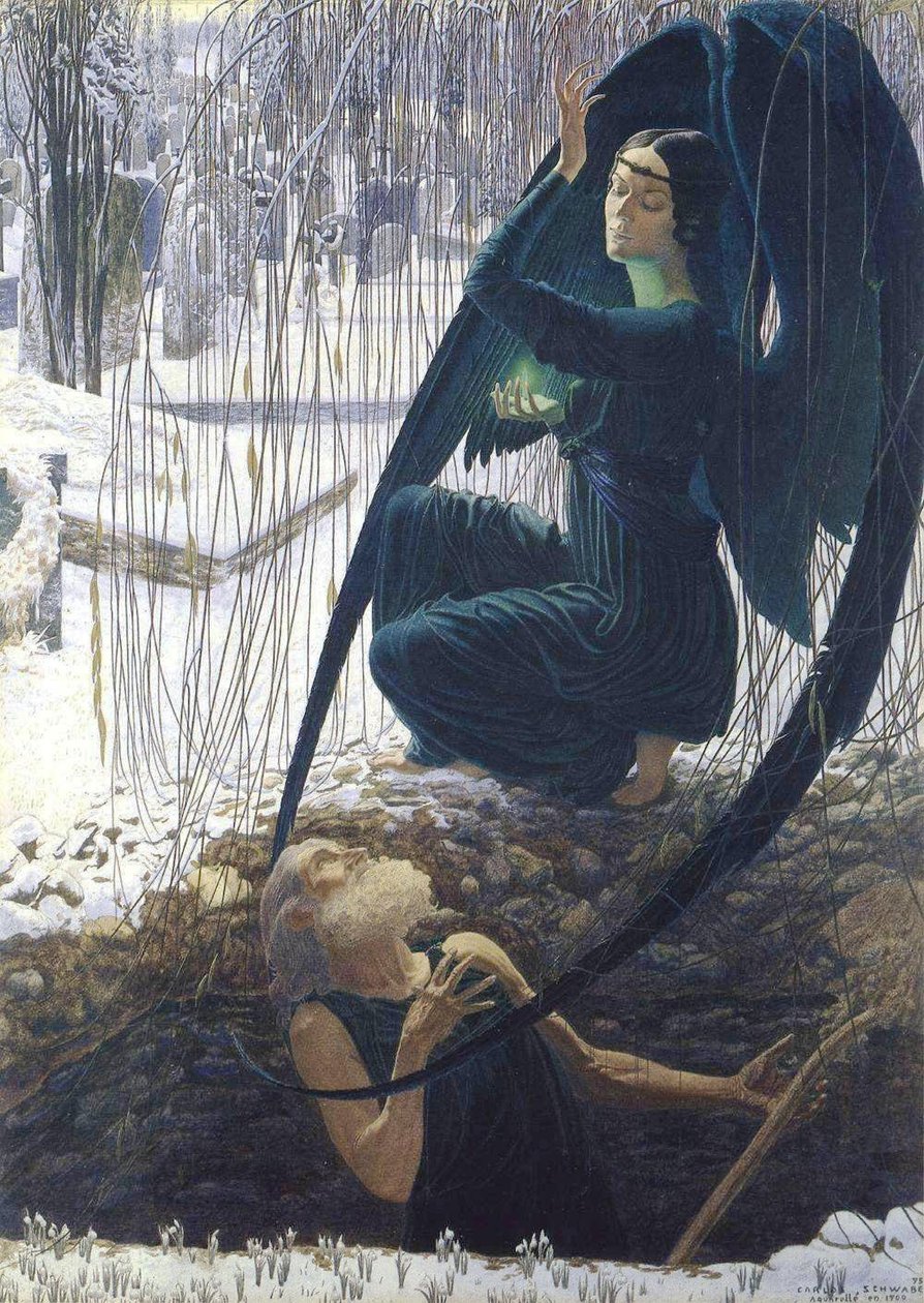 Ölüm ve Mezarcı detayı by Carlos Schwabe