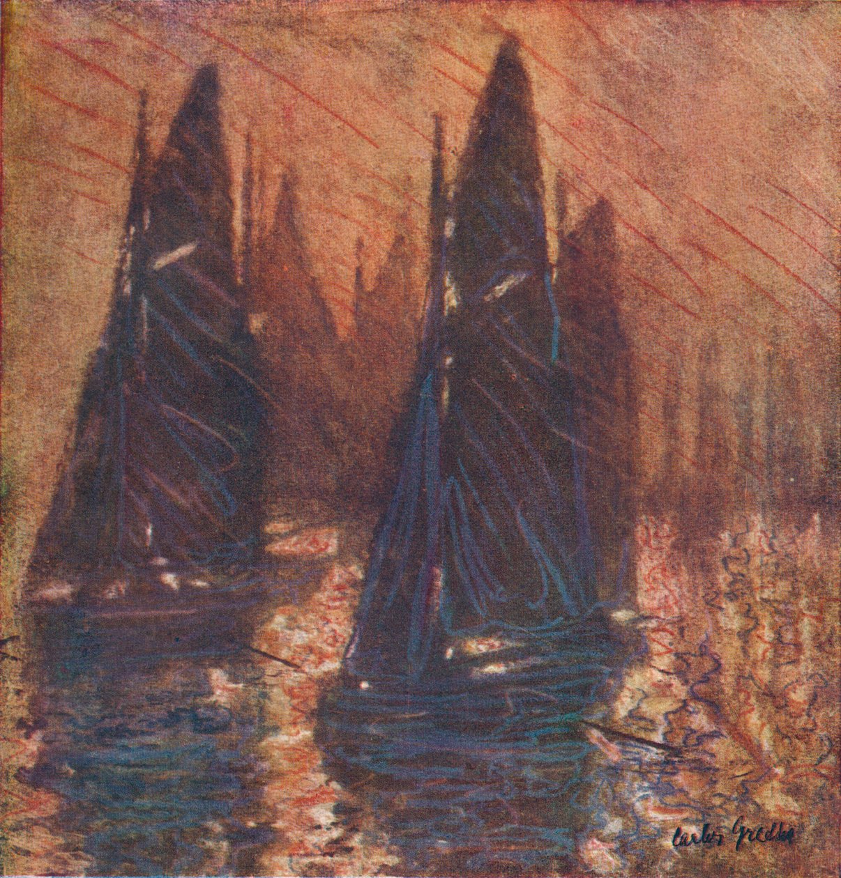 Sisteki Balıkçı Tekneleri, c1913. by Carlos Grethe