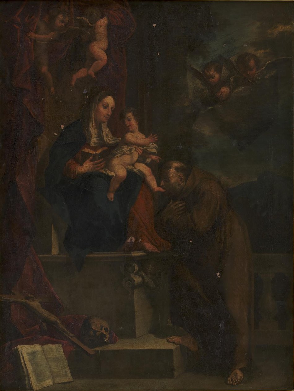 Meryem, İsa ve Aziz Francis by Carracci
