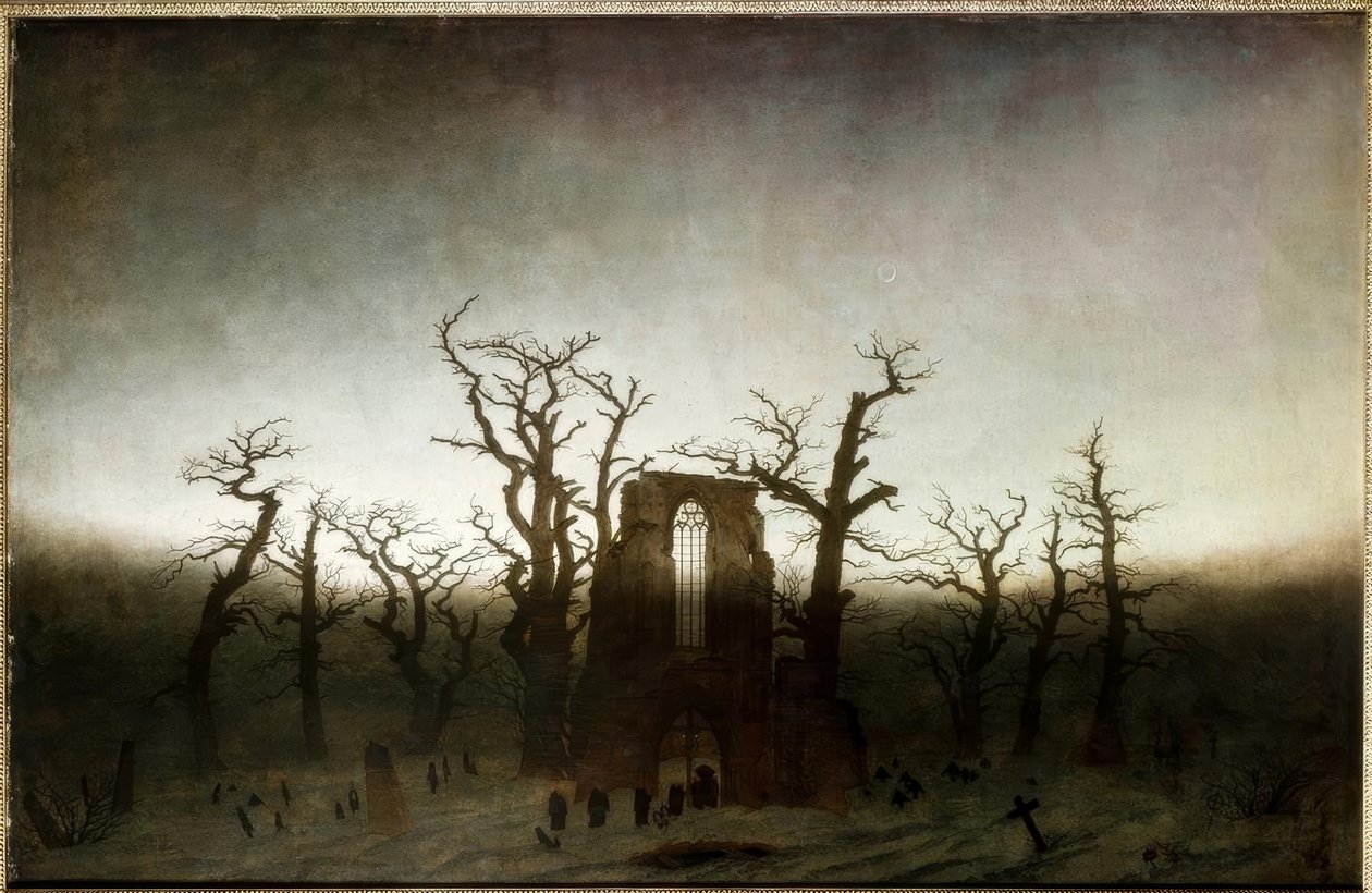 Meşe ormanındaki manastır by Caspar David Friedrich