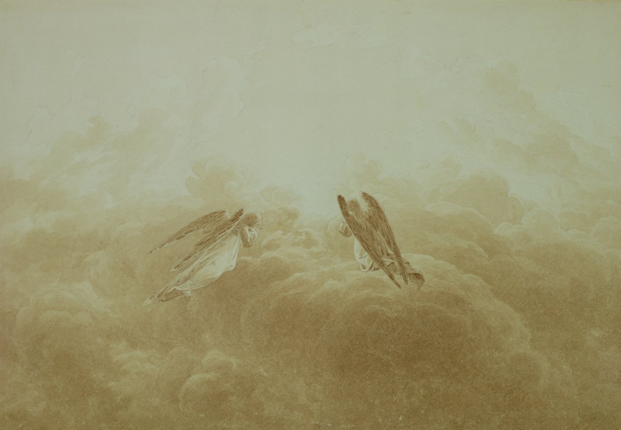 Angel in Prayer, c.1826-34 (sepia over pencil on paper) by Caspar David Friedrich
