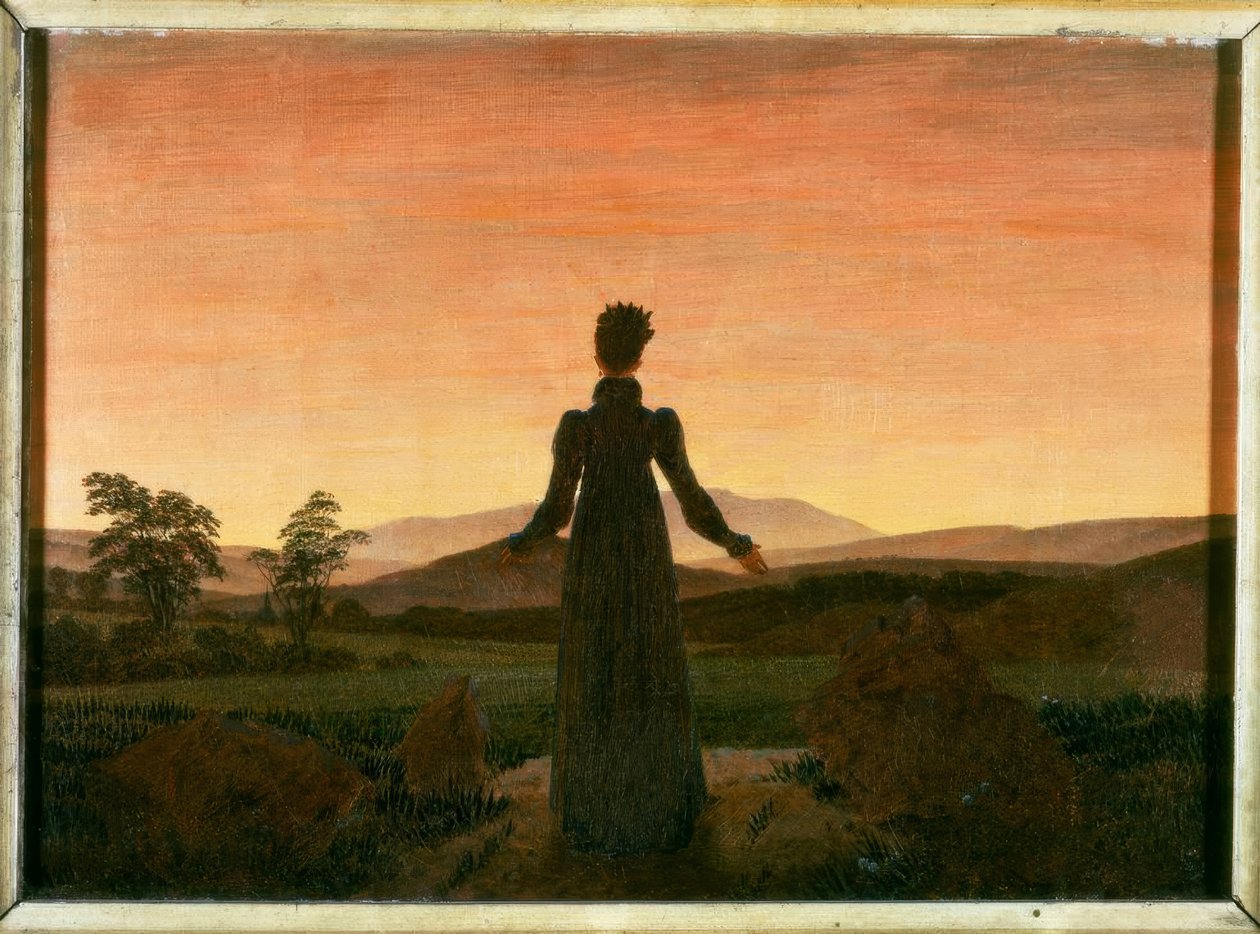 batan güneşin önünde kadın by Caspar David Friedrich