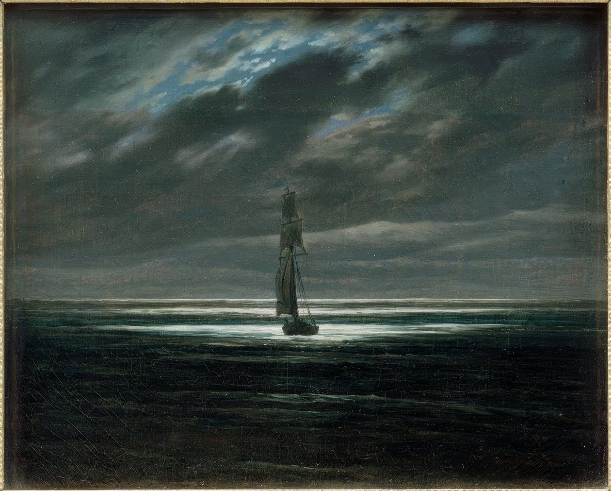 Denizde ay ışığında deniz manzarası by Caspar David Friedrich