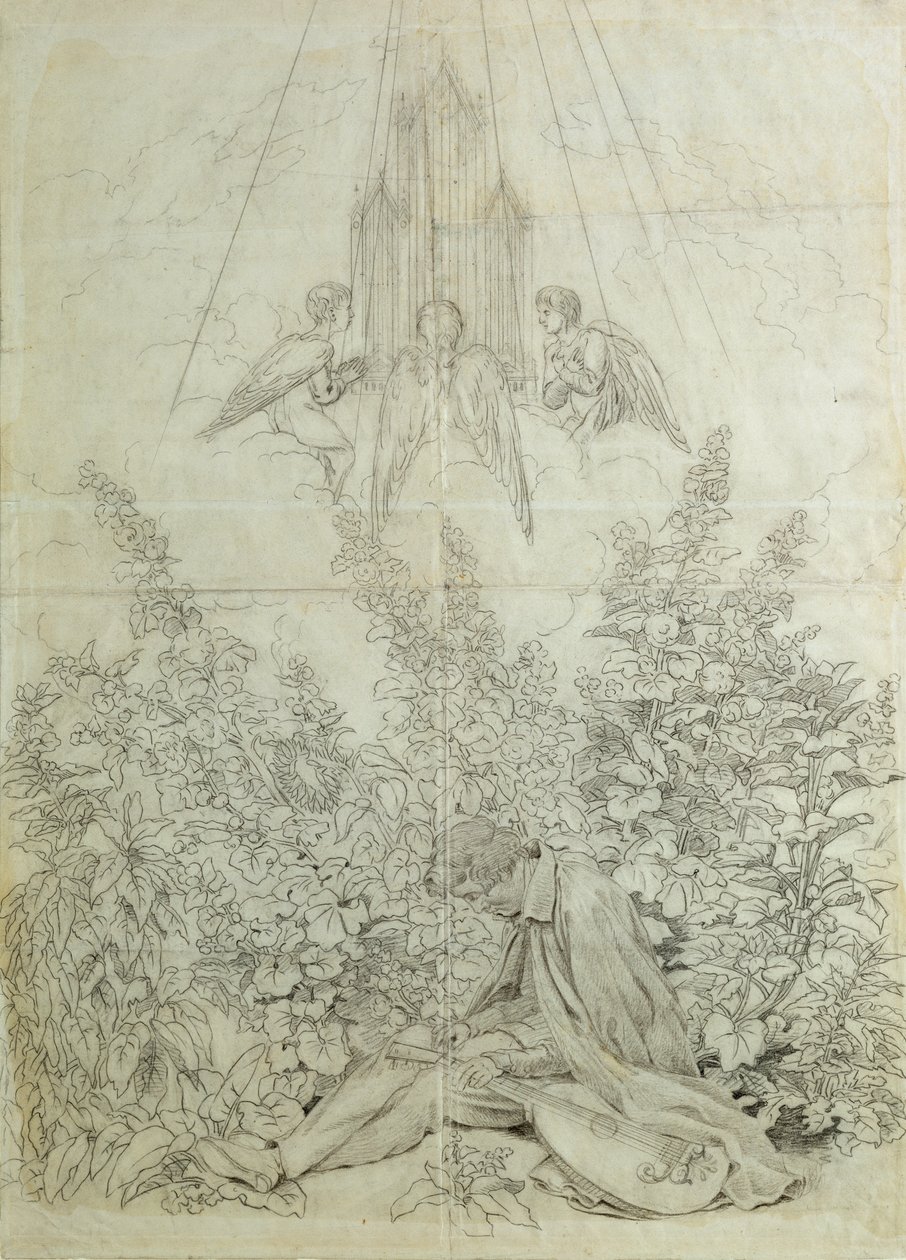 Müzisyenin Rüyası (kağıt üzerinde tebeşir) by Caspar David Friedrich