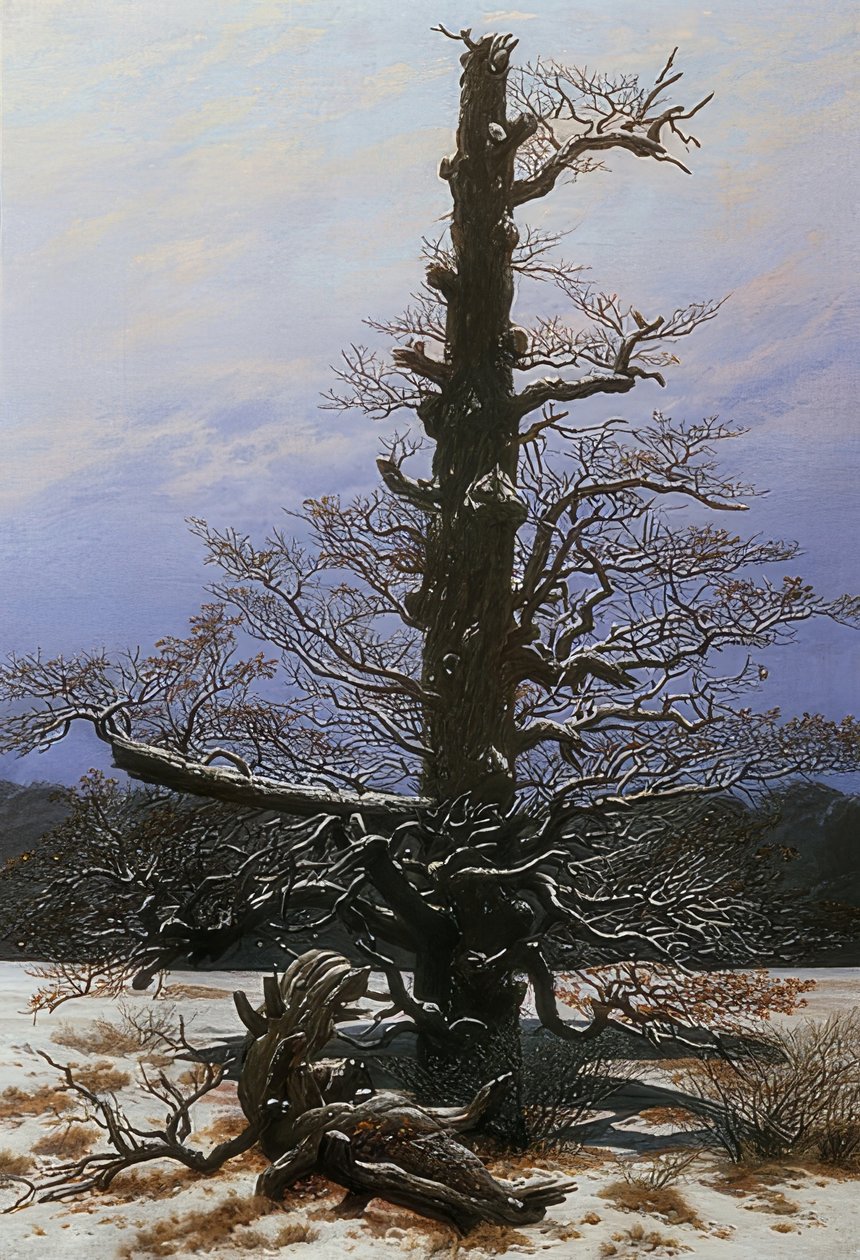 Karda meşe ağacı. 1829 by Caspar David Friedrich
