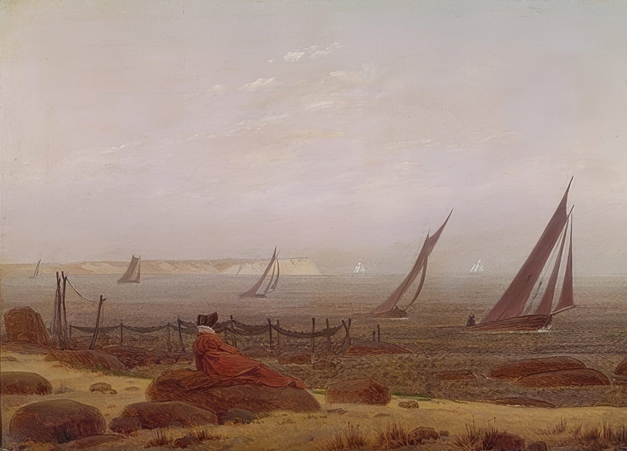 Kadın denizde. 1818 civarında by Caspar David Friedrich