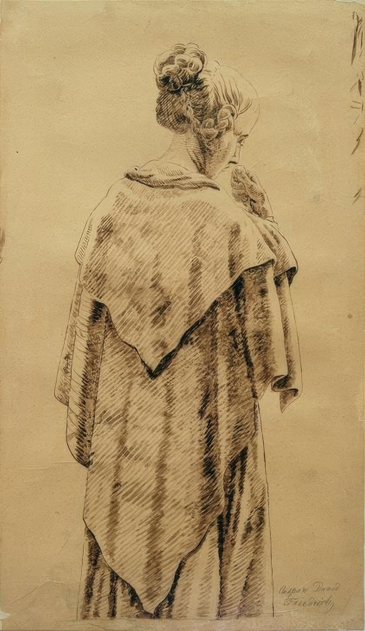 Kadın bir şal by Caspar David Friedrich