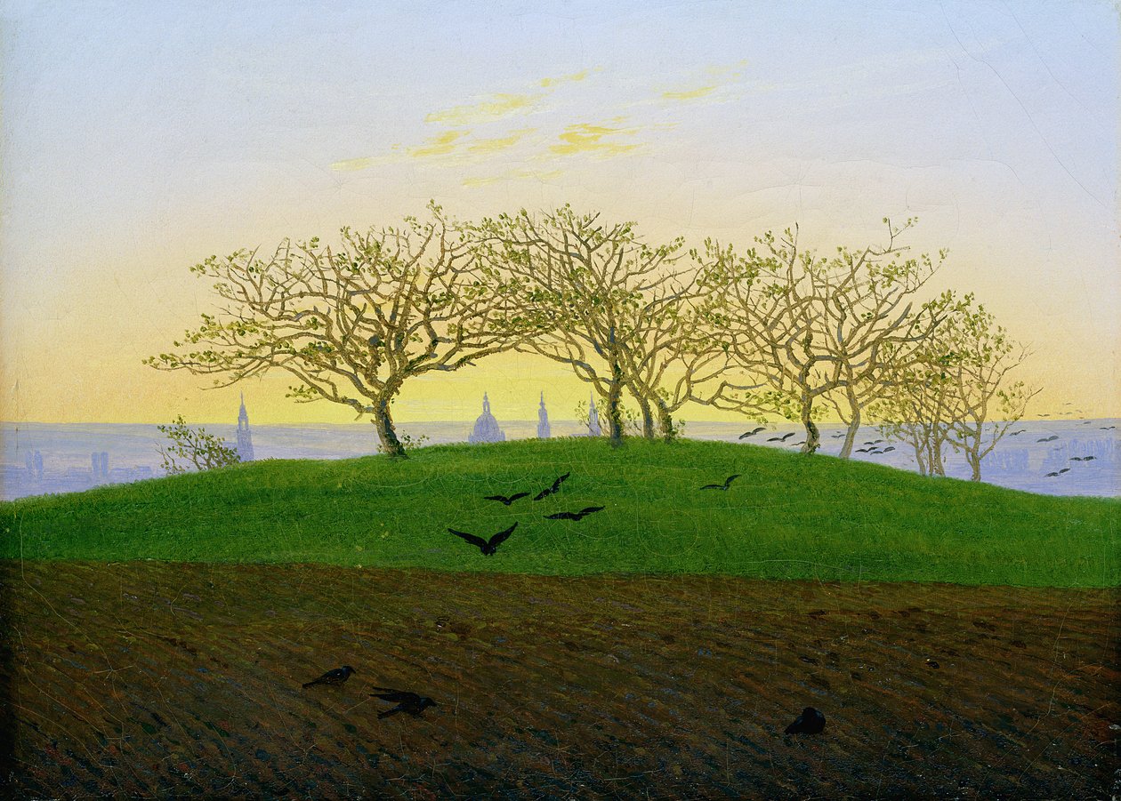 Dresden yakınlarındaki Tepeler ve Sürülmüş Tarlalar by Caspar David Friedrich