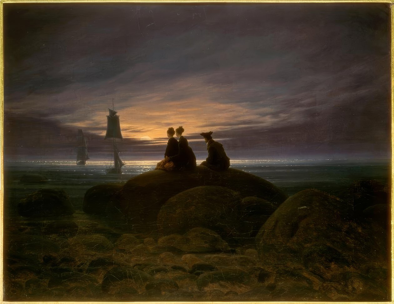 Ayın denizden doğuşu by Caspar David Friedrich