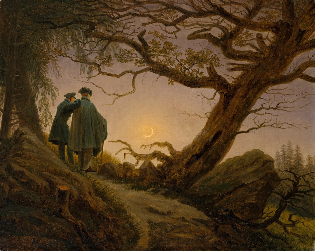 Ay düşünürken iki adam by Caspar David Friedrich