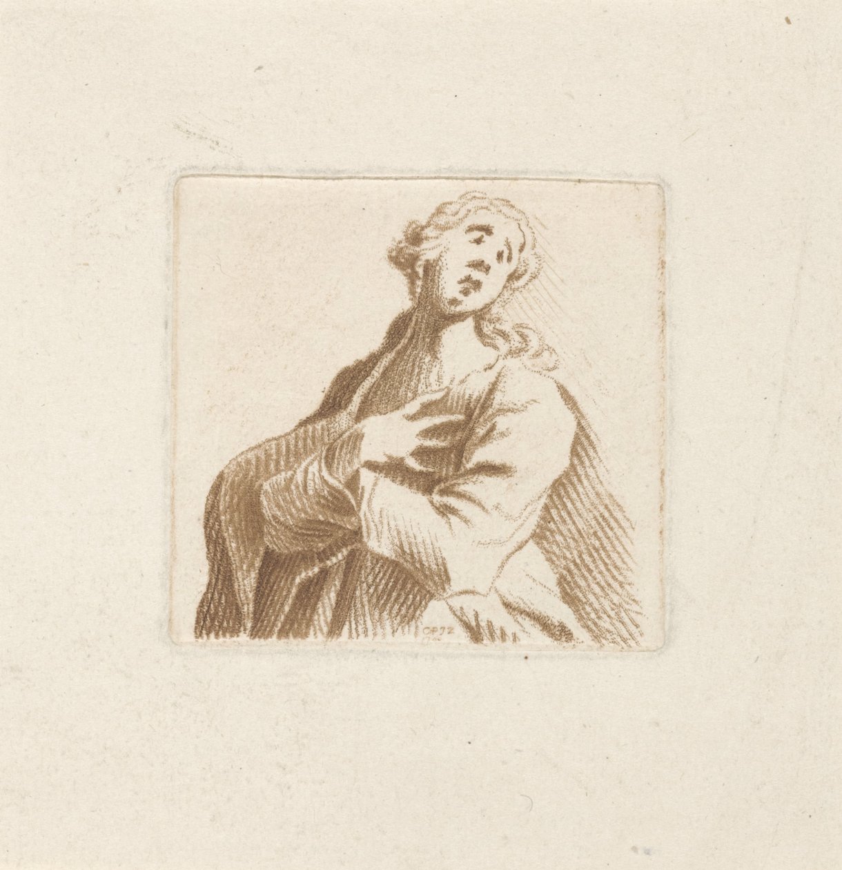 Bir kadının büstü, umutsuzluk içinde by Caspar Jacobsz. Philips
