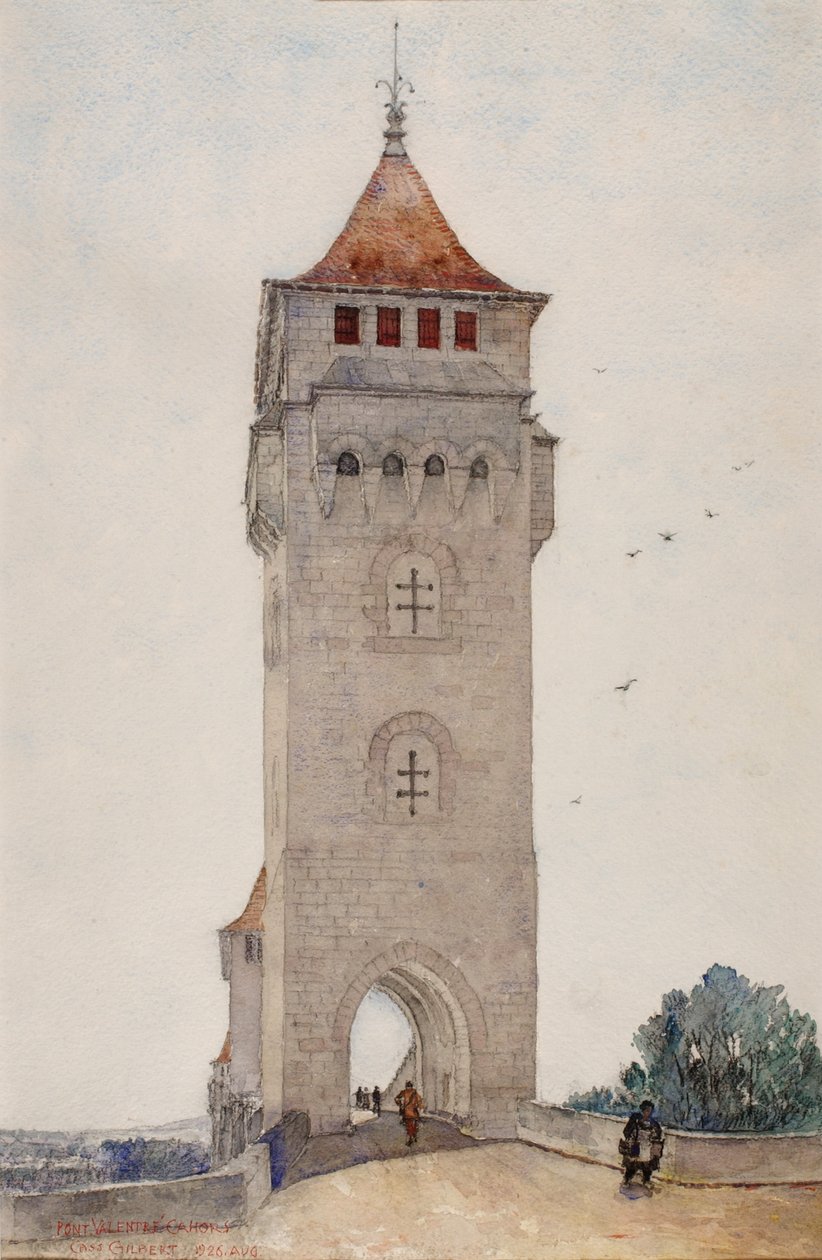 Pont Valentre, Cahors, 1926. by Cass Gilbert