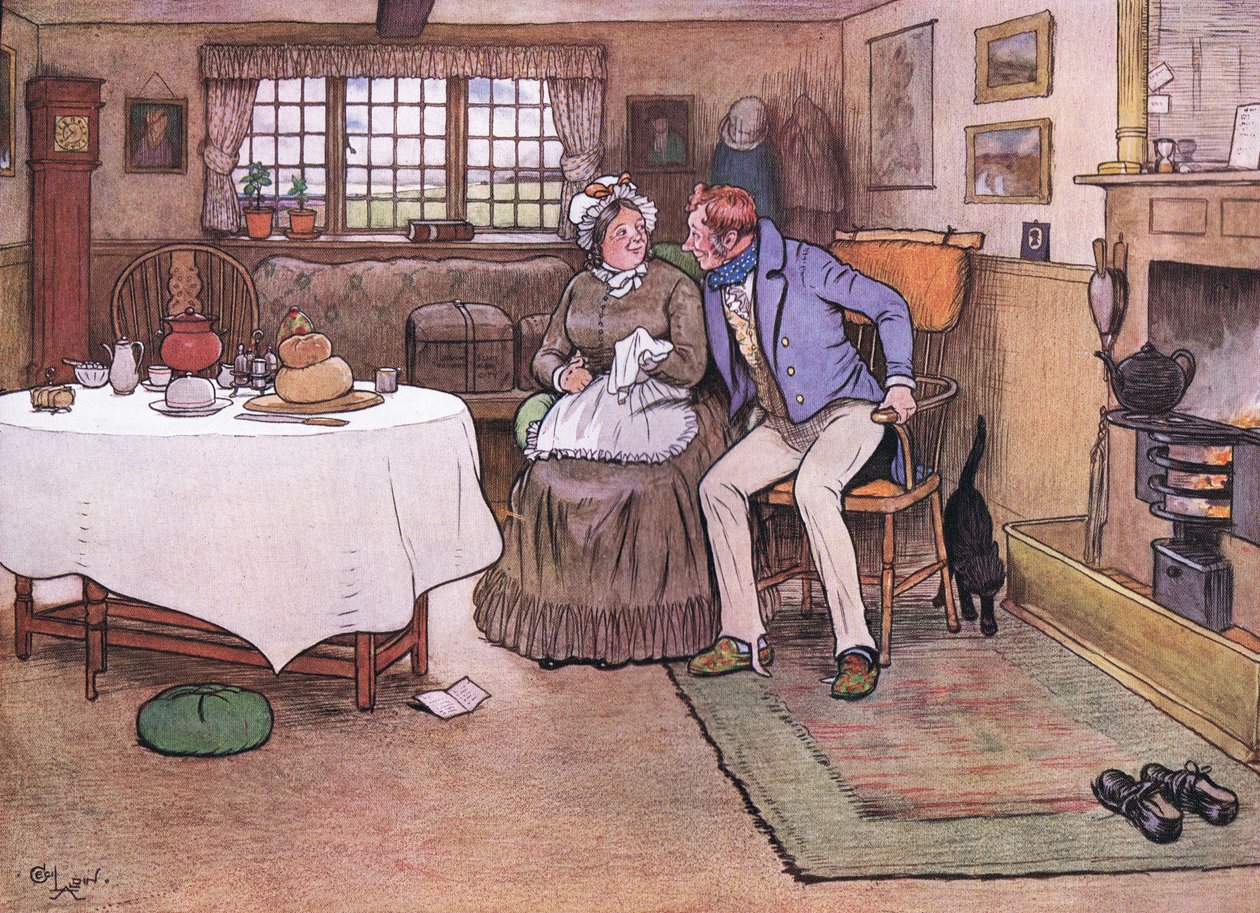 Tom'un yüzüne baktı ve gözyaşlarının arasından gülümsedi by Cecil Charles Windsor Aldin