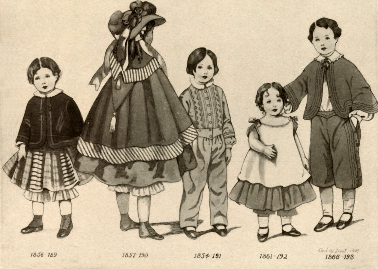 1850-1860, 1907, 1937 arası çocuk giyimi. by Cecil W. Trout