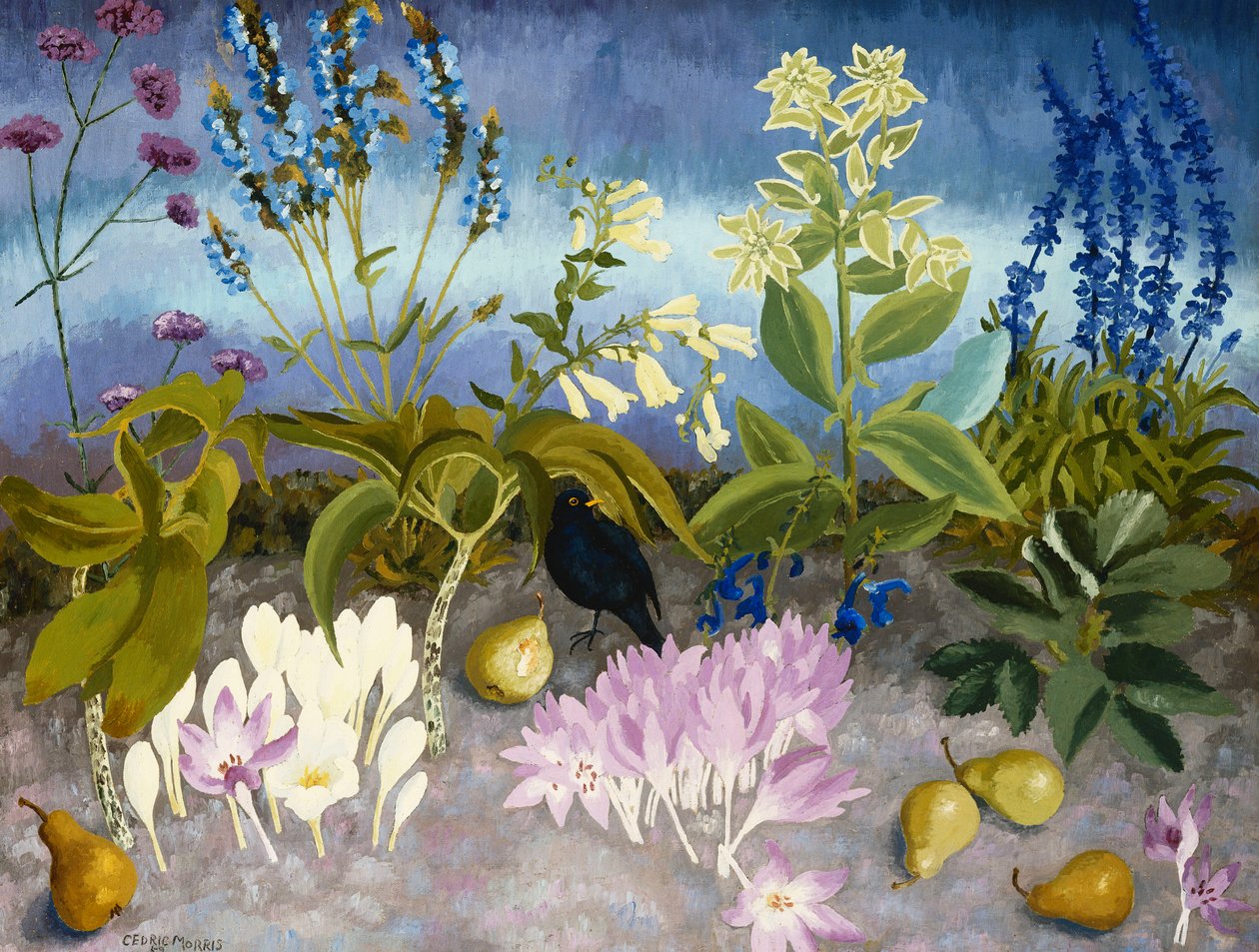 karatavuk ve çiçekler by Cedric Morris